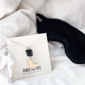 Handmade Gold Raw Crystal Moon Pendant Necklace